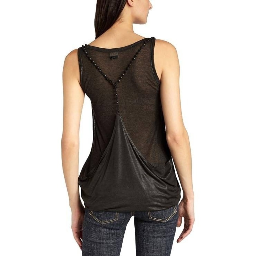 Rare Vintage Diesel Women's Tambass Tank Top Black Beaded Viscose - Picture 7 of 8